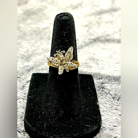 None Jewelry - 14k Gold Diamond Butterfly Ring Size 4